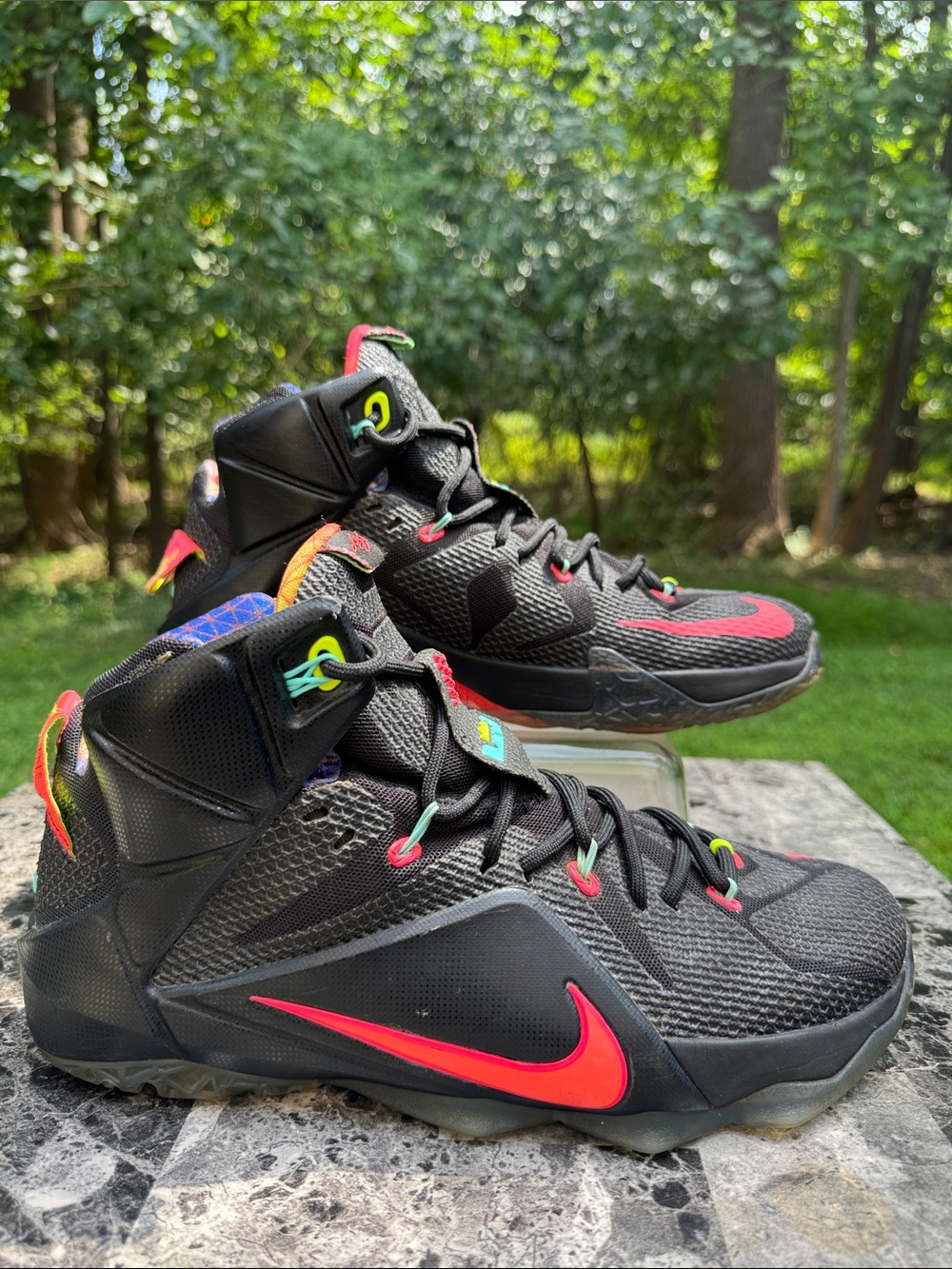 Nike Lebron James XII 12 Data Elite Black Bright Mango Mens Size 10